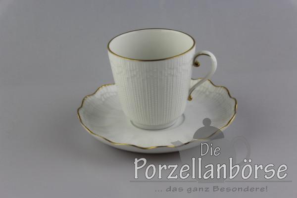 Kaffeetasse 2 tlg. groß - Giraud Limoges - Corail - weiß Goldrand